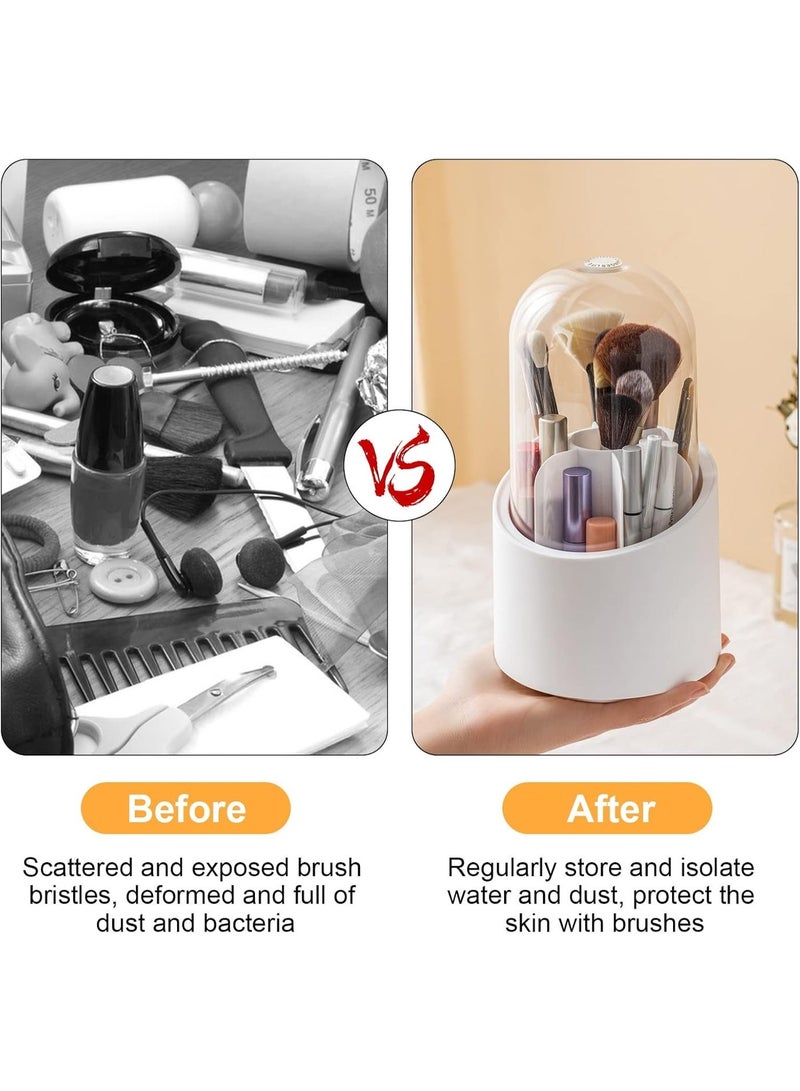 NAMA Make Up Organiser Rotating Brush Holder Cosmetic Organiser Makeup Brush Storage with Lid Makeup Organiser Makeup Organiser for Washbasin Bathroom - Image 4